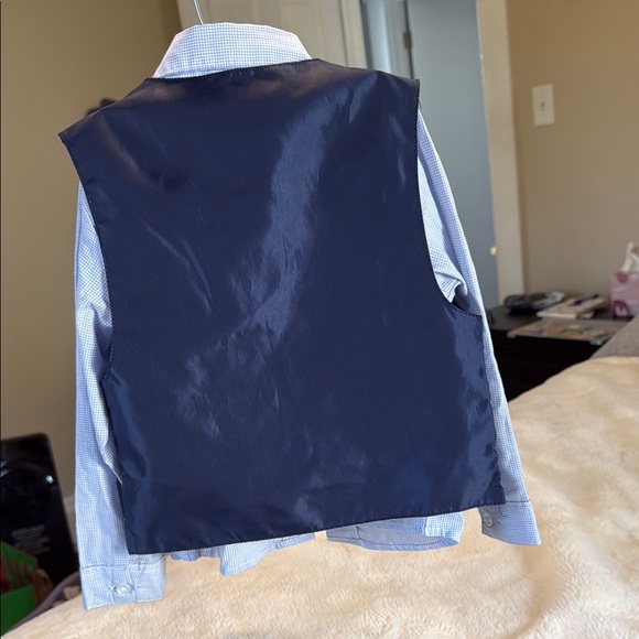 Boys Blue and Gray Vest Shirt Set - Picture 2 of 5